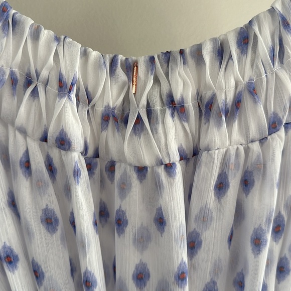 NWT MISA Artemis Off-the-shoulder Belted Chiffon Dress In White Evil Eye - Picture 7 of 8